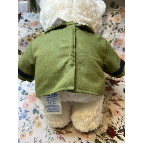 Build-A-Bear Workshop White Bear In Green Military Jacket - Picture 4 of 5